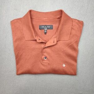 Rag & Bone Polo Shirt Mens Medium Rust Orange Cotton Slim Fit Casual Logo Tee